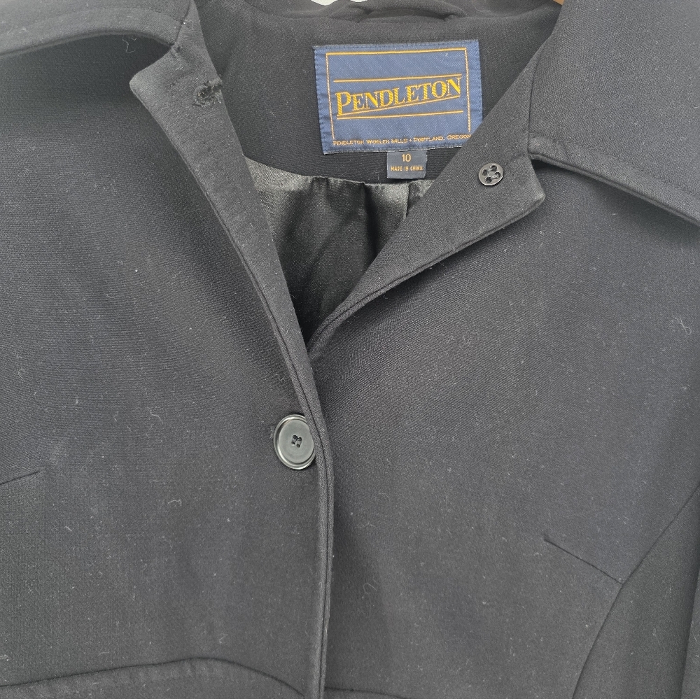Vintage Pendleton Women Overcoat Trench Button Jacket Black Size 10